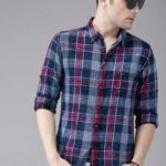 Men's Blue Floral Printed Casual Sleeve Shirt Cotton Blend Shirt