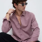 Men's Blue Floral Printed Casual Sleeve Shirt Cotton Blend Shirt