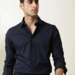 Men's Blue Floral Printed Casual Sleeve Shirt Cotton Blend Shirt