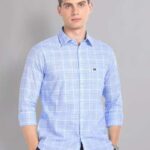 Men's Blue Floral Printed Casual Sleeve Shirt Cotton Blend Shirt