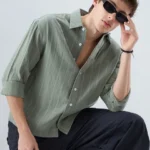 Men's Blue Floral Printed Casual Sleeve Shirt Cotton Blend Shirt
