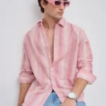 Men's Blue Floral Printed Casual Sleeve Shirt Cotton Blend Shirt