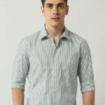 Men's Blue Floral Printed Casual Sleeve Shirt Cotton Blend Shirt