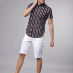 Men's Blue Floral Printed Casual Sleeve Shirt Cotton Blend Shirt