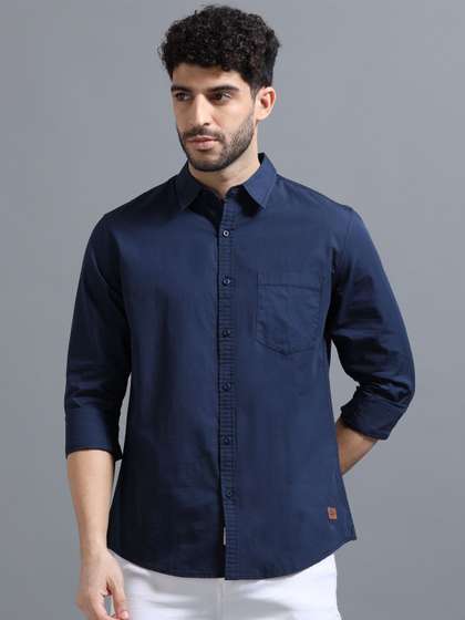 1 (4) Men's Blue Floral Printed Casual Sleeve Shirt Cotton Blend Shirt - Image 1