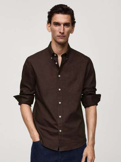 1 (5) Men's Blue Floral Printed Casual Sleeve Shirt Cotton Blend Shirt - Image 1