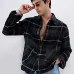 Men's Blue Floral Printed Casual Sleeve Shirt Cotton Blend Shirt