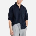 Men's Blue Floral Printed Casual Sleeve Shirt Cotton Blend Shirt