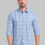 Men's Blue Floral Printed Casual Sleeve Shirt Cotton Blend Shirt
