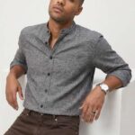 Men's Blue Floral Printed Casual Sleeve Shirt Cotton Blend Shirt