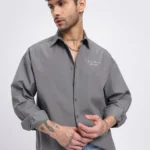 Men's Blue Floral Printed Casual Sleeve Shirt Cotton Blend Shirt