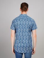 Men's Blue Floral Printed Casual Sleeve Shirt Cotton Blend Shirt - Image 2