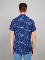 Men's Blue Floral Printed Casual Sleeve Shirt Cotton Blend Shirt - Image 2