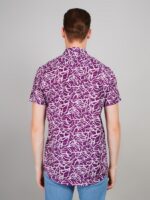Men's Blue Floral Printed Casual Sleeve Shirt Cotton Blend Shirt - Image 3