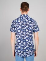 Men's Blue Floral Printed Casual Sleeve Shirt Cotton Blend Shirt - Image 3