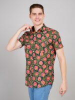 Men's Blue Floral Printed Casual Sleeve Shirt Cotton Blend Shirt - Image 2
