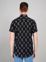 Men's Blue Floral Printed Casual Sleeve Shirt Cotton Blend Shirt - Image 3