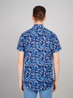 Men's Blue Floral Printed Casual Sleeve Shirt Cotton Blend Shirt - Image 2
