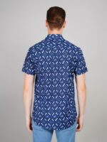 Men's Blue Floral Printed Casual Sleeve Shirt Cotton Blend Shirt - Image 3