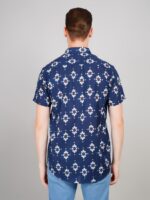 Men's Blue Floral Printed Casual Sleeve Shirt Cotton Blend Shirt - Image 3