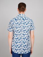 Men's Blue Floral Printed Casual Sleeve Shirt Cotton Blend Shirt - Image 3
