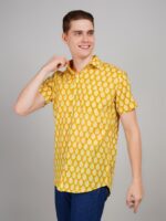 Men's Blue Floral Printed Casual Sleeve Shirt Cotton Blend Shirt - Image 2