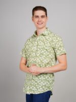Men's Blue Floral Printed Casual Sleeve Shirt Cotton Blend Shirt - Image 2