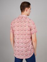 Men's Blue Floral Printed Casual Sleeve Shirt Cotton Blend Shirt - Image 3