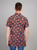 Men's Blue Floral Printed Casual Sleeve Shirt Cotton Blend Shirt - Image 2