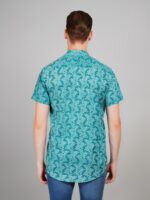Men's Blue Floral Printed Casual Sleeve Shirt Cotton Blend Shirt - Image 2