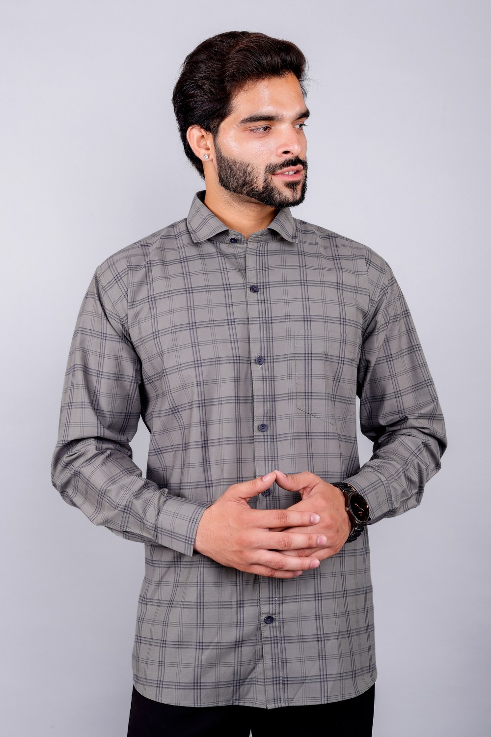 Art-025 (1) Men's Blue Floral Printed Casual Sleeve Shirt Cotton Blend Shirt - Image 1