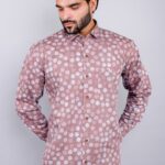 Men's Blue Floral Printed Casual Sleeve Shirt Cotton Blend Shirt