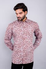 Men's Blue Floral Printed Casual Sleeve Shirt Cotton Blend Shirt