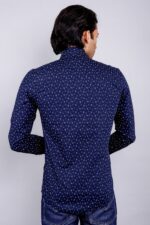 Men's Blue Floral Printed Casual Sleeve Shirt Cotton Blend Shirt - Image 2