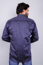 Men's Blue Floral Printed Casual Sleeve Shirt Cotton Blend Shirt - Image 2
