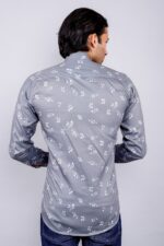 Men's Blue Floral Printed Casual Sleeve Shirt Cotton Blend Shirt - Image 2