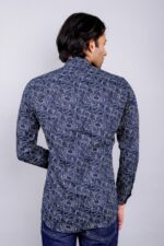 Men's Blue Floral Printed Casual Sleeve Shirt Cotton Blend Shirt - Image 2