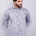 Men's Blue Floral Printed Casual Sleeve Shirt Cotton Blend Shirt