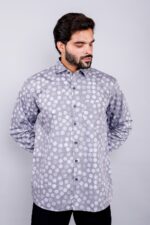 Men's Blue Floral Printed Casual Sleeve Shirt Cotton Blend Shirt