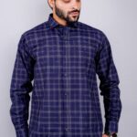 Men's Blue Floral Printed Casual Sleeve Shirt Cotton Blend Shirt