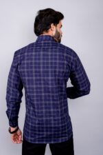 Men's Blue Floral Printed Casual Sleeve Shirt Cotton Blend Shirt - Image 2