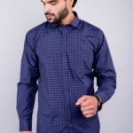 Men's Blue Floral Printed Casual Sleeve Shirt Cotton Blend Shirt