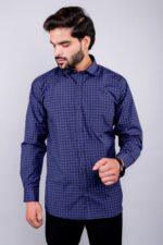 Men's Blue Floral Printed Casual Sleeve Shirt Cotton Blend Shirt