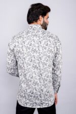 Men's Blue Floral Printed Casual Sleeve Shirt Cotton Blend Shirt - Image 2