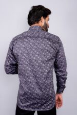 Men's Blue Floral Printed Casual Sleeve Shirt Cotton Blend Shirt - Image 2