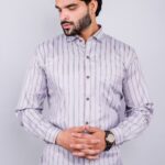 Men's Blue Floral Printed Casual Sleeve Shirt Cotton Blend Shirt