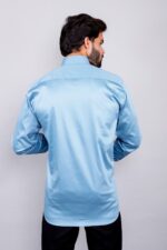Men's Blue Floral Printed Casual Sleeve Shirt Cotton Blend Shirt - Image 2