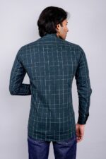 Men's Blue Floral Printed Casual Sleeve Shirt Cotton Blend Shirt - Image 2