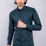 Men's Blue Floral Printed Casual Sleeve Shirt Cotton Blend Shirt