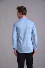Men's Blue Floral Printed Casual Sleeve Shirt Cotton Blend Shirt - Image 2